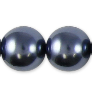 12mm Round Simulated Glass Pearls - Dark Grey