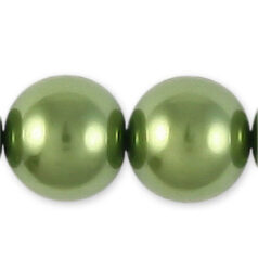 12mm Round Simulated Glass Pearls - Olive