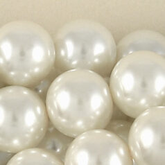 Pearls, Simulated Glass Pearls, 14mm Round, White (Approximate 30 beads per strand)