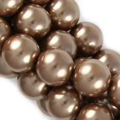 Pearls, Simulated Glass Pearls, 14mm Round, Bronze (Approximate 30 beads per strand)