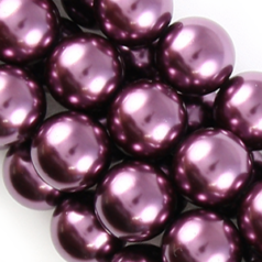 Pearls, Simulated Glass Pearls, 14mm Round, Mauve (Approximate 30 beads per strand)