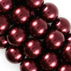 Pearls, Simulated Glass Pearls, 14mm Round, Burgundy (Approximate 30 beads per strand)
