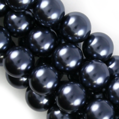 Pearls, Simulated Glass Pearls, 14mm Round, Dark Grey (Approximate 30 beads per strand)