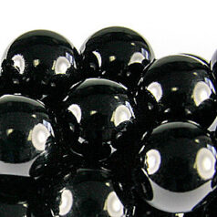 Pearls, Simulated Glass Pearls, 14mm Round, Black (Approximate 30 beads per strand)