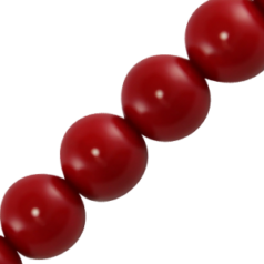 4mm Round Natural Stone Color Crystal Glass Pearl - Red Coral 