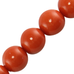 6mm Round Natural Stone Color Crystal Glass Pearl - Coral 