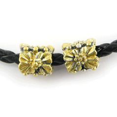 Bead, HandPainted Pewter, Tube w/Crystal, Yellow, lead free