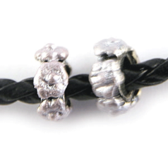 Bead, HandPainted Pewter, Wheel w/Crystal, Lt. Amethyst, lead free