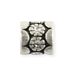 Bead, Antique Pewter, Tube w/Crystal,  lead free