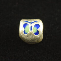 Bead, HandPainted Pewter, Tube, Blue, lead free