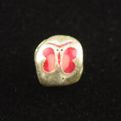 Bead, Antique Pewter w/Enamel, Tube, Pink, lead free
