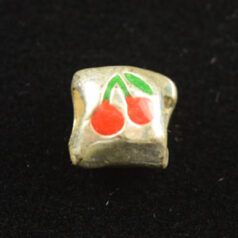 Bead, Antique Pewter w/Enamel, Tube, Orange/Green, lead free