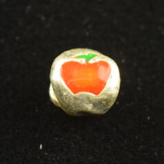 Bead, Antique Pewter w/Enamel, Tube, Red/Green, lead free