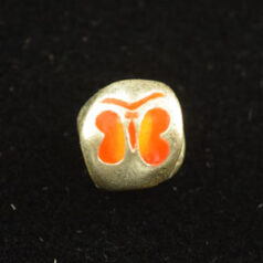 Bead, Antique Pewter w/Enamel, Tube, Orange, lead free
