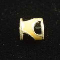 Bead, Antique Pewter w/Enamel, Tube, Beige/Black, lead free