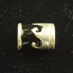 Bead, Antique Pewter w/Enamel, Tube, Black/Silver, lead free