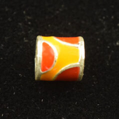 Bead, Antique Pewter w/Enamel, Tube, Orange, lead free