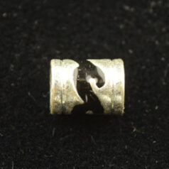 Bead, Antique Pewter w/Enamel, Tube, Silver/Black, lead free