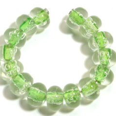 Beads, Spacer Transparent Fancy, 15 pcs per set,  CRYSTAL/GREEN