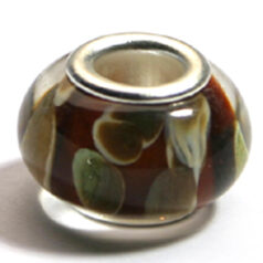 Pandora style lampwork glass bead - 13x9mm large hole w/silver plated core