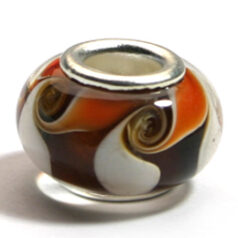 Pandora style lampwork glass bead - 13x9mm large hole w/silver plated core