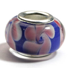 Pandora style lampwork glass bead - 13x9mm large hole w/silver plated core