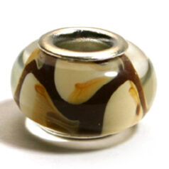 Pandora style lampwork glass bead - 13x9mm large hole w/silver plated core