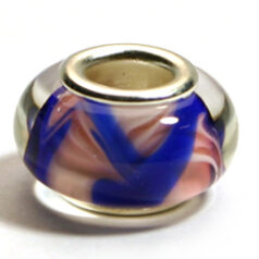 Pandora style lampwork glass bead - 13x9mm large hole w/silver plated core