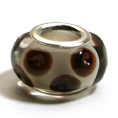 Pandora style lampwork glass bead - 13x9mm large hole w/silver plated core
