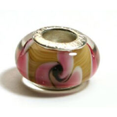 Pandora style lampwork glass bead - 13x9mm large hole w/silver plated core