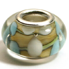 Pandora style lampwork glass bead - 13x9mm large hole w/silver plated core