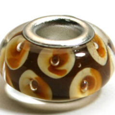 Pandora style lampwork glass bead - 13x9mm large hole w/silver plated core
