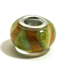 Pandora style lampwork glass bead - 13x9mm large hole w/silver plated core