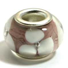 Pandora style lampwork glass bead - 13x9mm large hole w/silver plated core