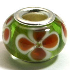 Pandora style lampwork glass bead - 13x9mm large hole w/silver plated core
