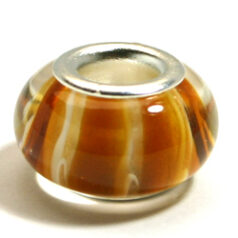 Pandora style lampwork glass bead - 13x9mm large hole w/silver plated core