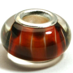 Pandora style lampwork glass bead - 13x9mm large hole w/silver plated core