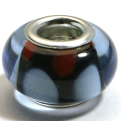Pandora style lampwork glass bead - 13x9mm large hole w/silver plated core