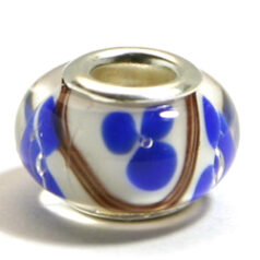 Pandora style lampwork glass bead - 13x9mm large hole w/silver plated core