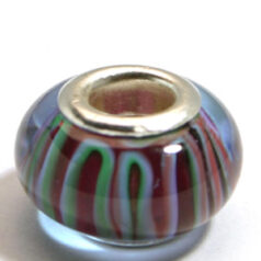 Pandora style lampwork glass bead - 13x9mm large hole w/silver plated core