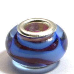 Pandora style lampwork glass bead - 13x9mm large hole w/silver plated core