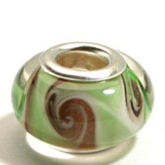 Pandora style lampwork glass bead - 13x9mm large hole w/silver plated core
