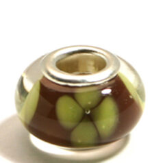 Pandora style lampwork glass bead - 13x9mm large hole w/silver plated core