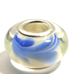 Pandora style lampwork glass bead - 13x9mm large hole w/silver plated core