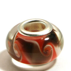 Pandora style lampwork glass bead - 13x9mm large hole w/silver plated core