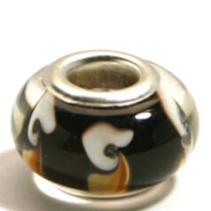 Pandora style lampwork glass bead - 13x9mm large hole w/silver plated core