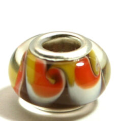 Pandora style lampwork glass bead - 13x9mm large hole w/silver plated core