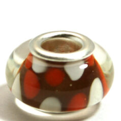 Pandora style lampwork glass bead - 13x9mm large hole w/silver plated core