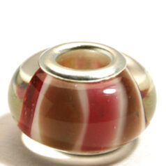 Pandora style lampwork glass bead - 13x9mm large hole w/silver plated core