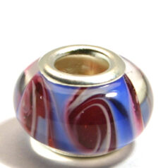 Pandora style lampwork glass bead - 13x9mm large hole w/silver plated core